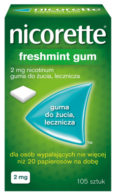 NICORETTE FRESHMINT GUM 2 mg lecznicza guma do żucia 105 sztuk, palenie