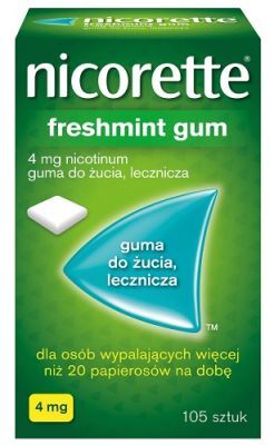 NICORETTE FRESHMINT GUM 4 mg lecznicza guma do żucia 105 sztuk