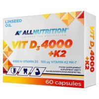 ALLNUTRITION Witamina D3 4000 + K2 w oleju lnianym 60 kapsułek zdrowe mocne kości