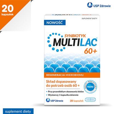 MULTILAC 60+  Synbiotyk (probiotyk + prebiotyk), 20 kapsułek