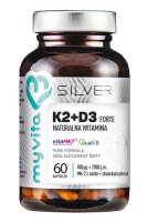 MYVITA SILVER Naturalna witamina K2 ( MK-7 ) 100 mcg + D3 2000 j.m. FORTE 60 kapsułek