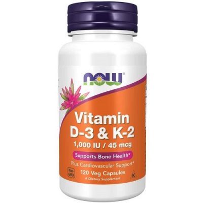 NOW FOODS Vitamin D-3 & K-2 1000IU / 45 mg 120 kapsułek
