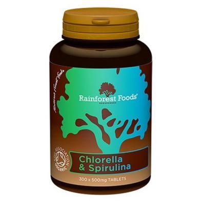 RAINFOREST FOODS Chlorella & Spirulina BIO 500 mg 300 tabletek