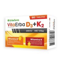 VitaErba D3+K2 60 tabletek ERBAFARM DATA WAŻNOŚCI 30.08.2024