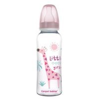 CANPOL BABIES Little giraffe Butelka wąska różowa 12m+, 330ml