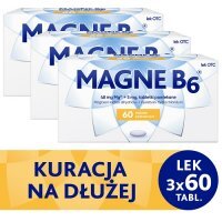 3 x MAGNE B6 60 tabletek, na niedobory magnezu
