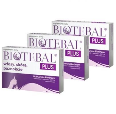 3x BIOTEBAL PLUS włosy, skóra, paznokcie 30+10 tabletek