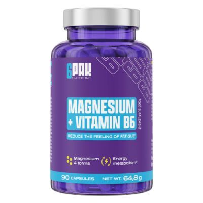 6Pak Nutrition Magnesium + Vitamin B6, 90 kaps.