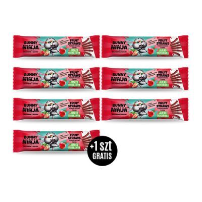 6 x  BUNNY NINJA FRUIT STRAWS Przekąska w formie cienkich pałeczek o smaku jabłko truskawka 16 g + 1 BUNNY NINJA GRATIS