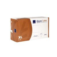ABENA LATEX Rękawiczki rozmiar XL bezpudrowe BIAŁE Classic, 100 szt.