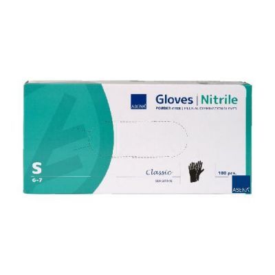 ABENA NITRILE Rękawiczki rozmiar S nitrylowe bezpudrowe Classic - czarne, 100 sztuk