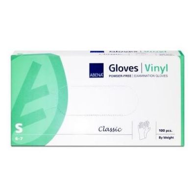 ABENA VINYL Rękawiczki rozmiar S winylowe bezpudrowe BIAŁE Classic, 100szt.