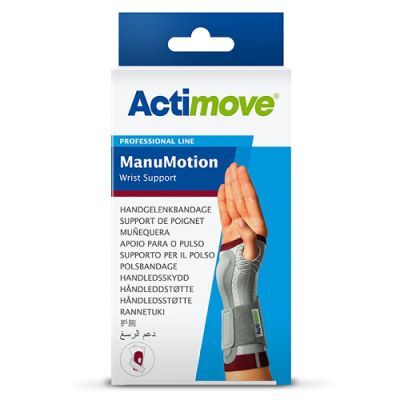 Actimove Professional Line ManuMotion Orteza stabilizująca nadgarstek ze wzmocnieniem i kompresją medyczną (L) lewa biała