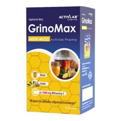 Activlab Pharma GrinoMax Imbir + Miód, 10 sasz. KRÓTKA DATA  01.09.2026