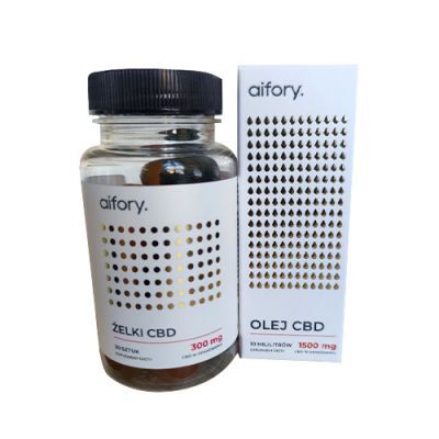AIFORY Zestaw CBD Olej 1500mg, 10ml + żelki CBD, 30 szt.