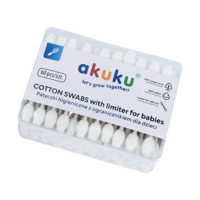Akuku Bezpieczne patyczki do uszu dla niemowląt, 60 szt.