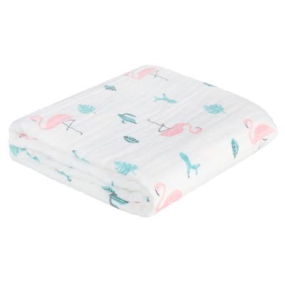 Akuku Kocyk muślinowy otulacz 110 x 105 cm Flamingi