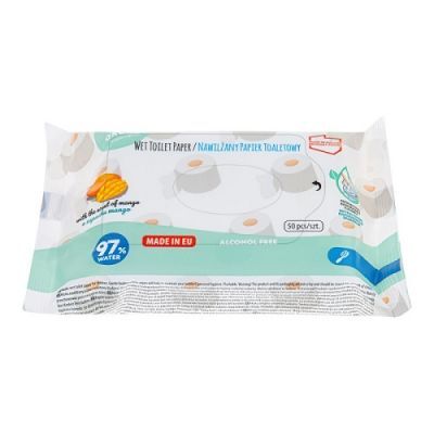 AKUKU Nawilżany papier toaletowy o zapachu mango 50 sztuk (A0030)