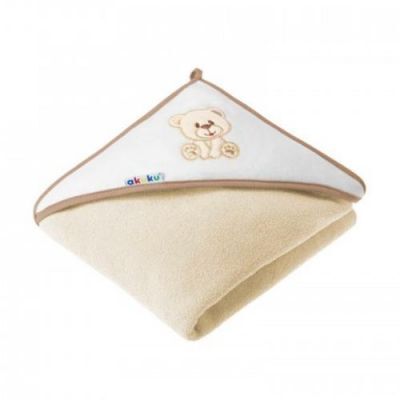 AKUKU Okrycie kąpielowe 100% bawełna 100x100 cm MIŚ Ecru, 1 szt.