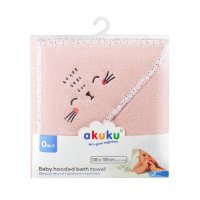 Akuku Okrycie kąpielowe z kapturkiem różowe 100 x 100 cm A0664
