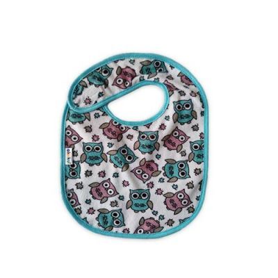 AKUKU Śliniak na rzep średni A1320 Sowy niebiesko-różowe