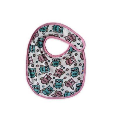 AKUKU Śliniak na rzep średni A1320 Sowy różowo-niebieskie