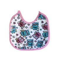 AKUKU Śliniak wiązany mały Sowy - Róż A1640