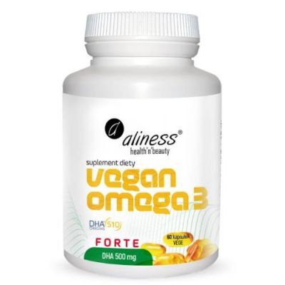 Aliness Vegan Omega 3 Forte DHA 500 mg, 60 kaps.