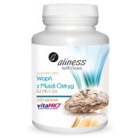 ALINESS Wapń z muszli ostryg z K2 MK7 i D3, 100 tabl.