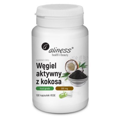ALINESS Węgiel aktywny z kokosa, 100 kaps.