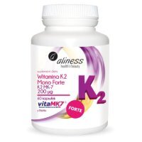 ALINESS Witamina K2 Mono Forte K2 MK-7 200 µg z Natto, 60 kapsułek