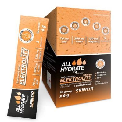 ALLHydrate Elektrolity Senior o smaku pomarańczowym, 40 sasz. x 6 g