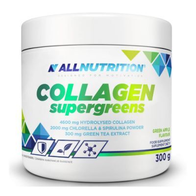 Allnutrition Collagen Supergreens smak zielone jabłko, 300 g