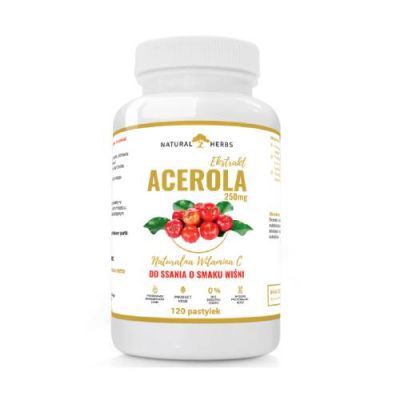 ALTOPHARMA Natural Herbs Acerola Ekstrakt 250mg smak wiśniowy, 120 past. do ssania