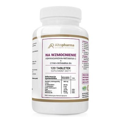 ALTOPHARMA Wzmocnienie Ashwagandha + Witamina C + Cynk + Witamina B6, 120 tabl.
