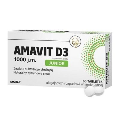 AMAVIT D3 JUNIOR 1000 j.m. 60 tabletek ulegających rozpadowi w jamie ustnej