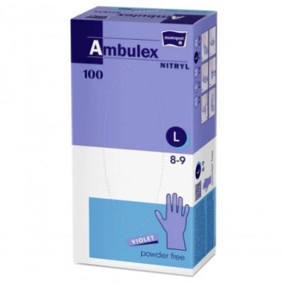 Ambulex Nitryl Rękawice jednorazowe nitrylowe bezpudrowe fioletowe rozmiar L, 100 szt.