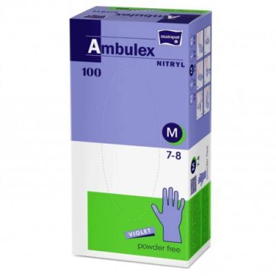 Ambulex Nitryl Rękawice jednorazowe nitrylowe bezpudrowe fioletowe rozmiar M, 100 szt.