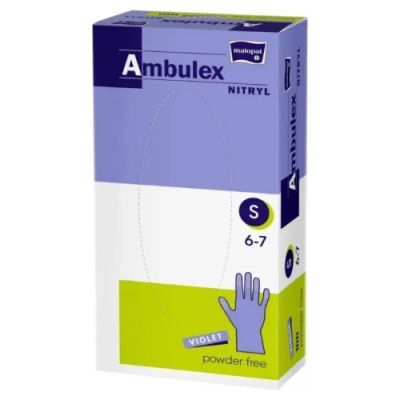Ambulex Nitryl Rękawice jednorazowe nitrylowe bezpudrowe fioletowe rozmiar S, 100 szt.