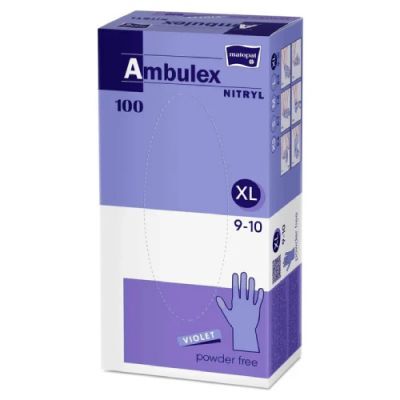 Ambulex Nitryl Rękawice jednorazowe nitrylowe bezpudrowe fioletowe rozmiar XL, 100 szt.