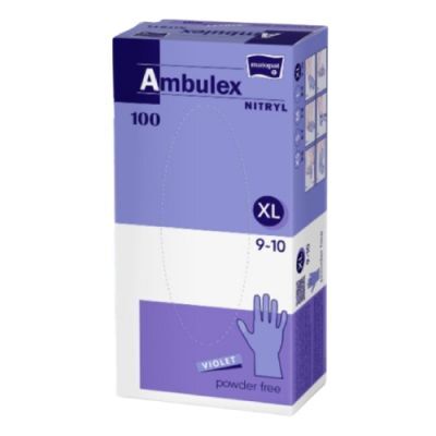 Ambulex Nitryl Rękawice niejałowe medyczne bezpudrowe jednorazowe fioletowe XL, 100 szt.