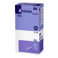 Ambulex Nitryl Rękawice niejałowe medyczne bezpudrowe jednorazowe fioletowe XL, 100 szt.