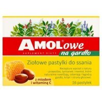 AMOLowe na gardło miód i wit. c, 16 pastylek KRÓTKA DATA 30.06.2026