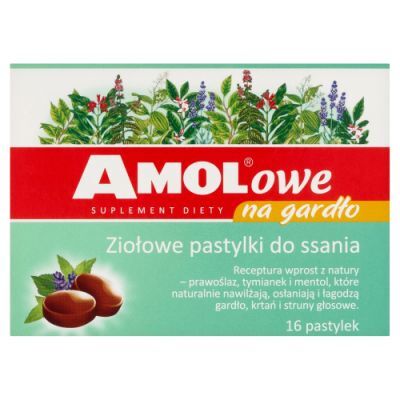 Amolowe Na gardło ziołowe pastylki do ssania, 16 szt.