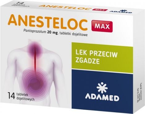 ANESTELOC MAX 20 mg 14 tabletek refluks, zgaga, wrzody,