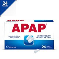 APAP (Paracetamol 500 mg) 24 tabletki, ból, gorączka