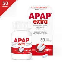 APAP EXTRA (Paracetamol 500 mg, Kofeina 65 mg) 50 tabletek, ból