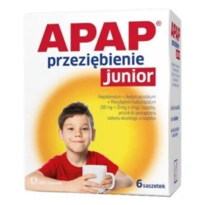 APAP Przeziębienie Junior, 6 saszetek KRÓTKA DATA 31.07.2026