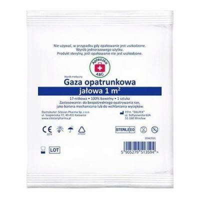 Apteczka ABC Gaza opatrunkowa jałowa 1m2 17-nitkowa, 1szt.