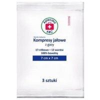 Apteczka ABC Kompresy jałowe z gazy 17-nitkowe 12 warstw 7cm x 7cm, 3szt.